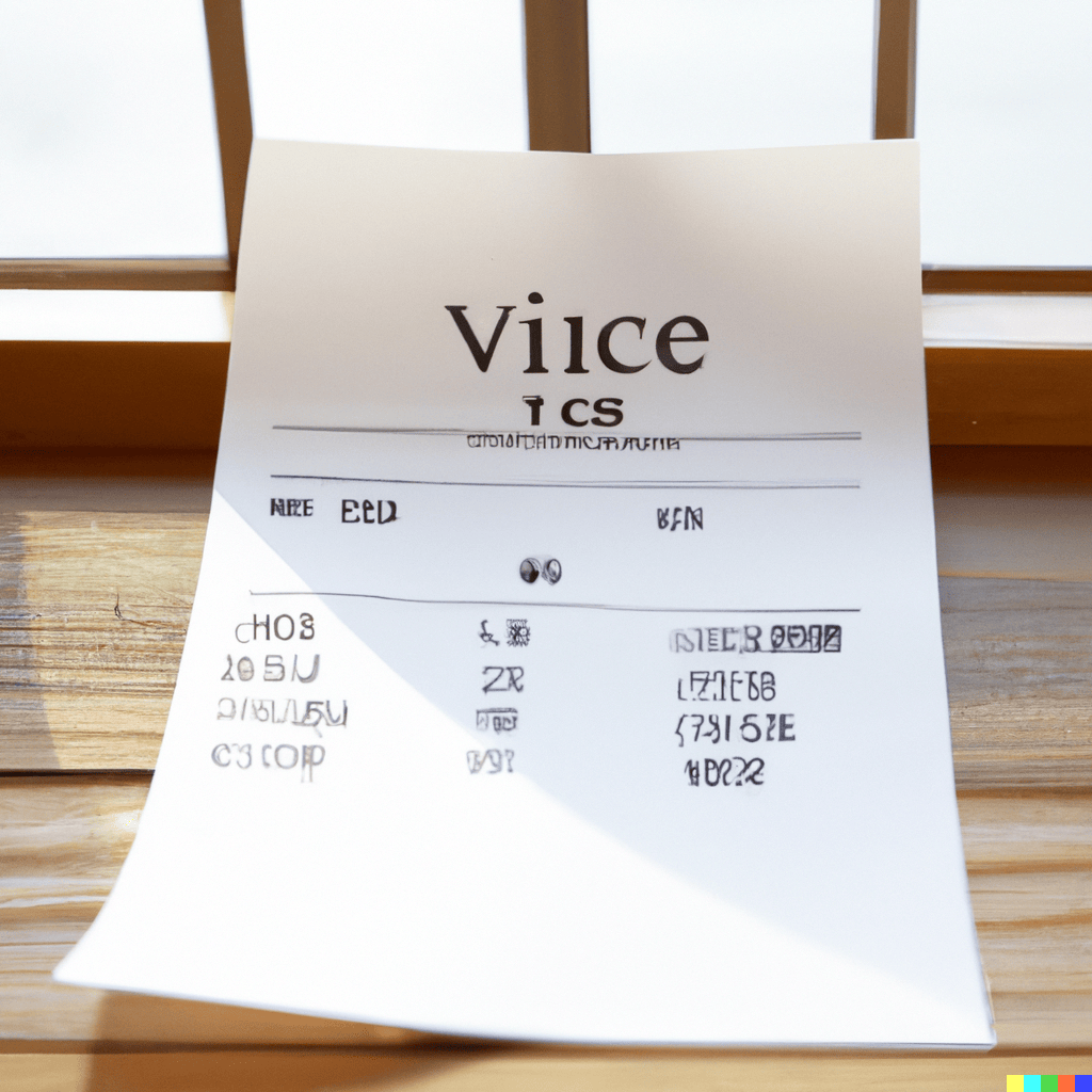 paper invoice showing the prices of items purchased on a piece of paper